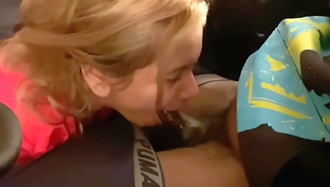 Blonde teen is getting facialised on camera as she sucks cock