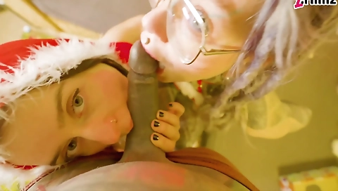 Hot interracial video with a tattooed blonde and brunette babe