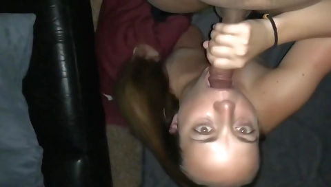 Interracial porn clip with a deepthroat milf and brunette