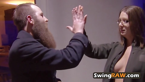 Group of swingers having interracial sex in an amateur video