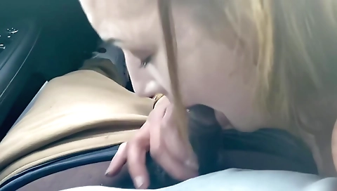 Blonde teen is riding a deep throat of a dark-haired man