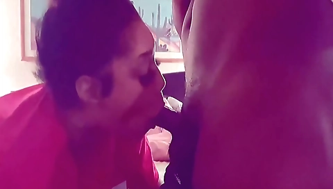 Amateur lesbian in lingerie is analized by a fellow