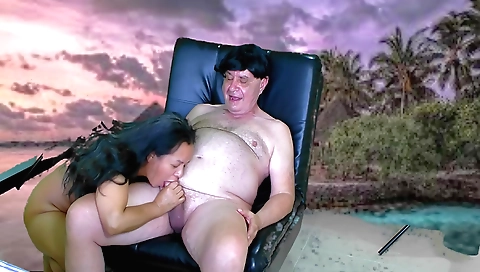 Asian girl with a nice ass and a hot smile is getting fucked