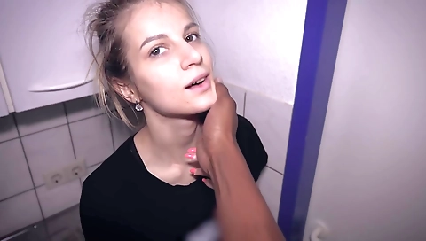 My amateur blonde gets a facial on my table in this video