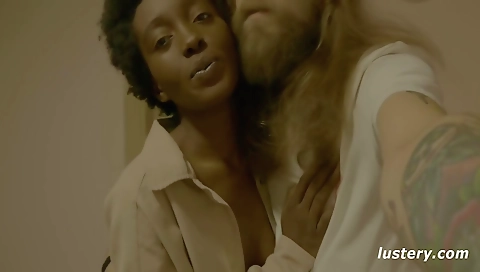 Amateur interracial anal play with a chubby black milf