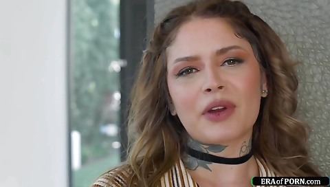 Latina teen with a tattooed pussy gets fucked hard