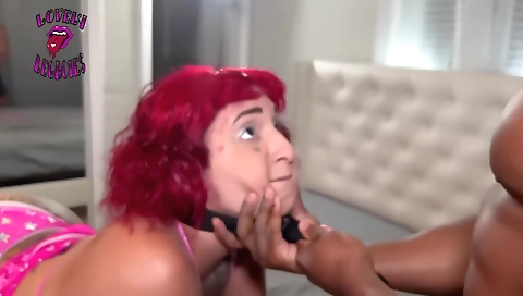 Amateur redhead and a black cock in an interracial threesome