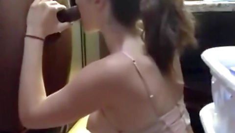 Blonde 18+ is getting fucked in her parents kitchen