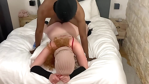 Horny babe gets banged in her homemade interracial scene