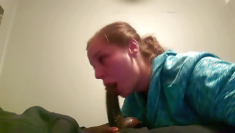 Hot amateur blonde gets on top of his dick in deep throat