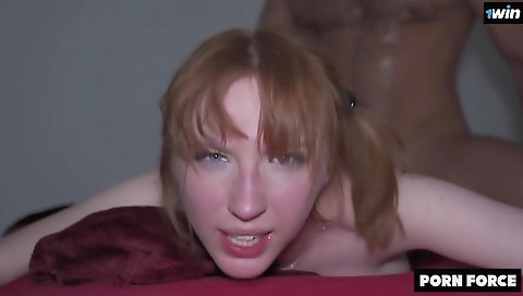 Amateur redhead gets a big cock in her ass after a blowjob