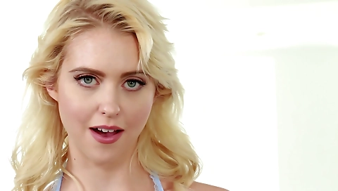 Hot amateur blonde video with the man in the kitchen